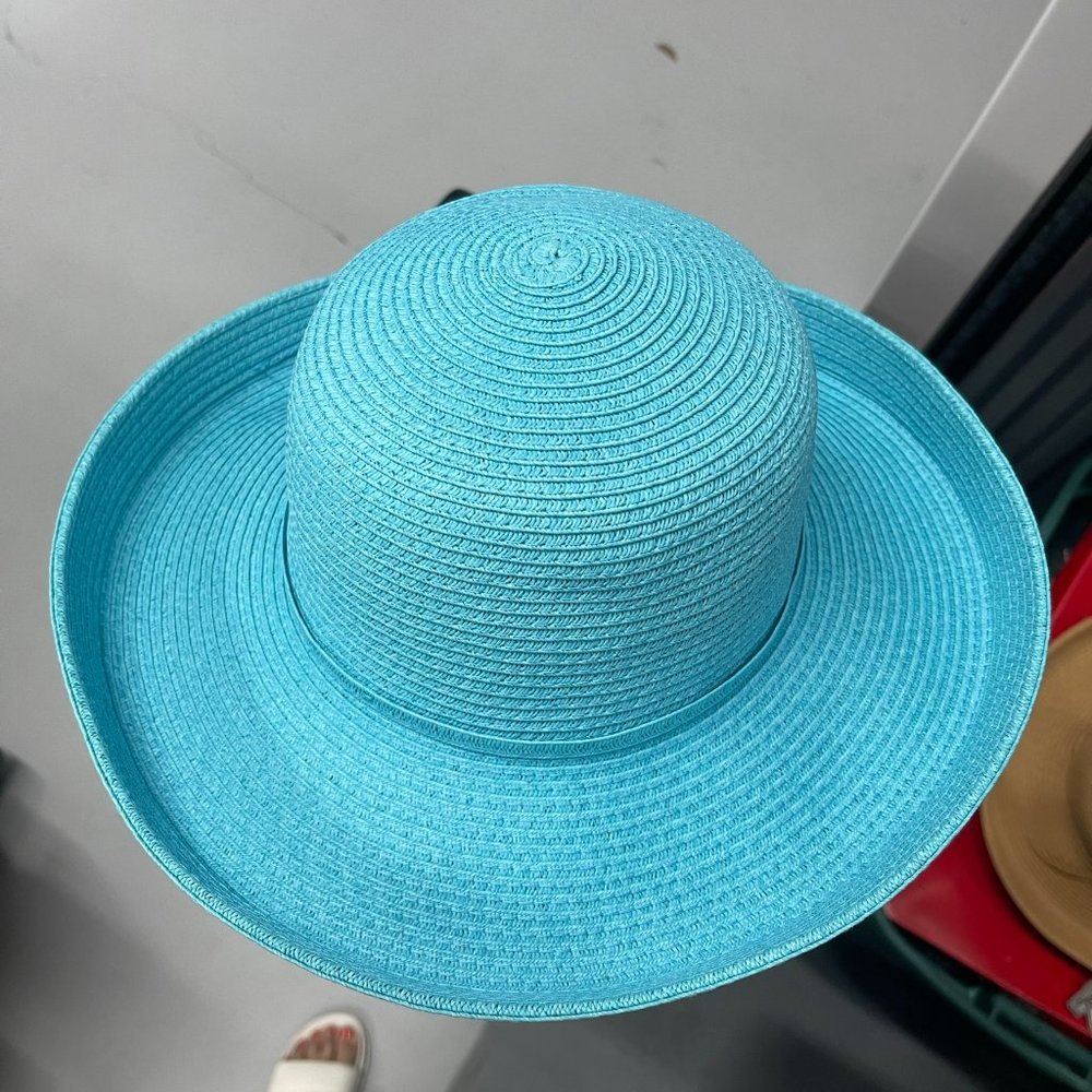 Sun N Sand Packable & Crushable Sun Hats Turquoise & Tan